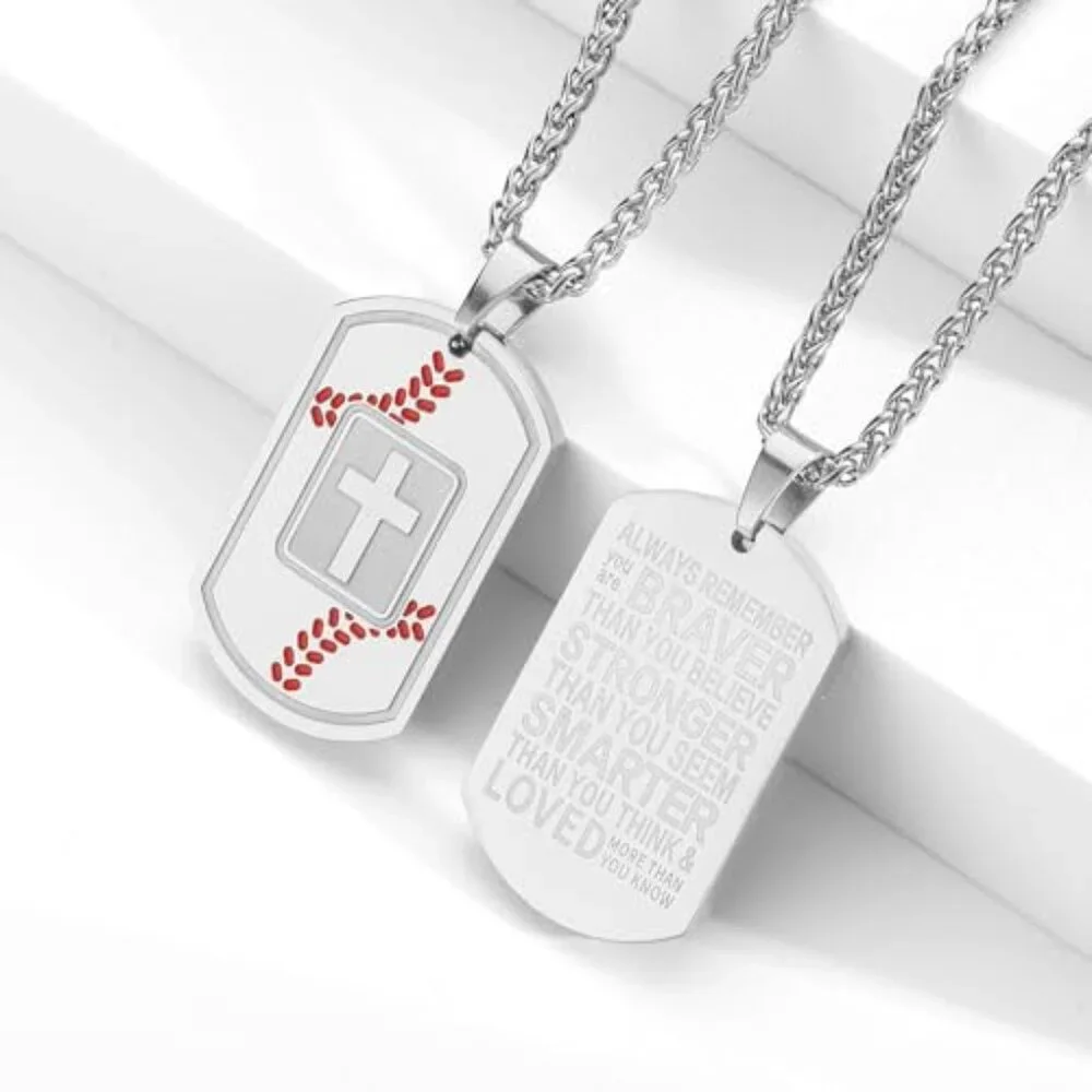 Stainless Steel Cross Necklace Sports Jewelry Classic Minimal Kids Boys Teens